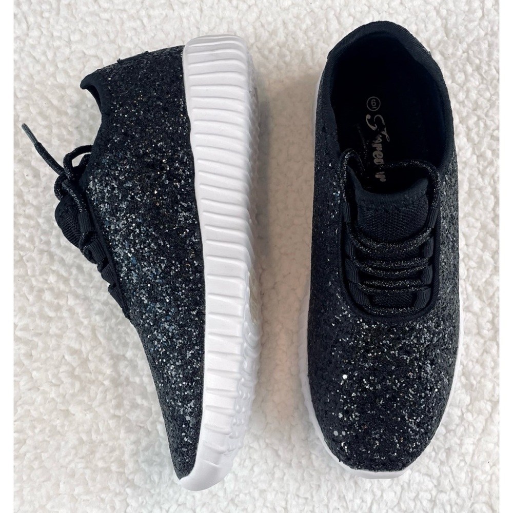 (NIB) FOREVER LINK • Black/White Remy Glitter Lace-Up Sneakers, 6 - Picture 4 of 16